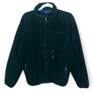 PATAGONIA Vintage Forest Dark Green Zip Fleece Chest Pocket Jacket size Medium
